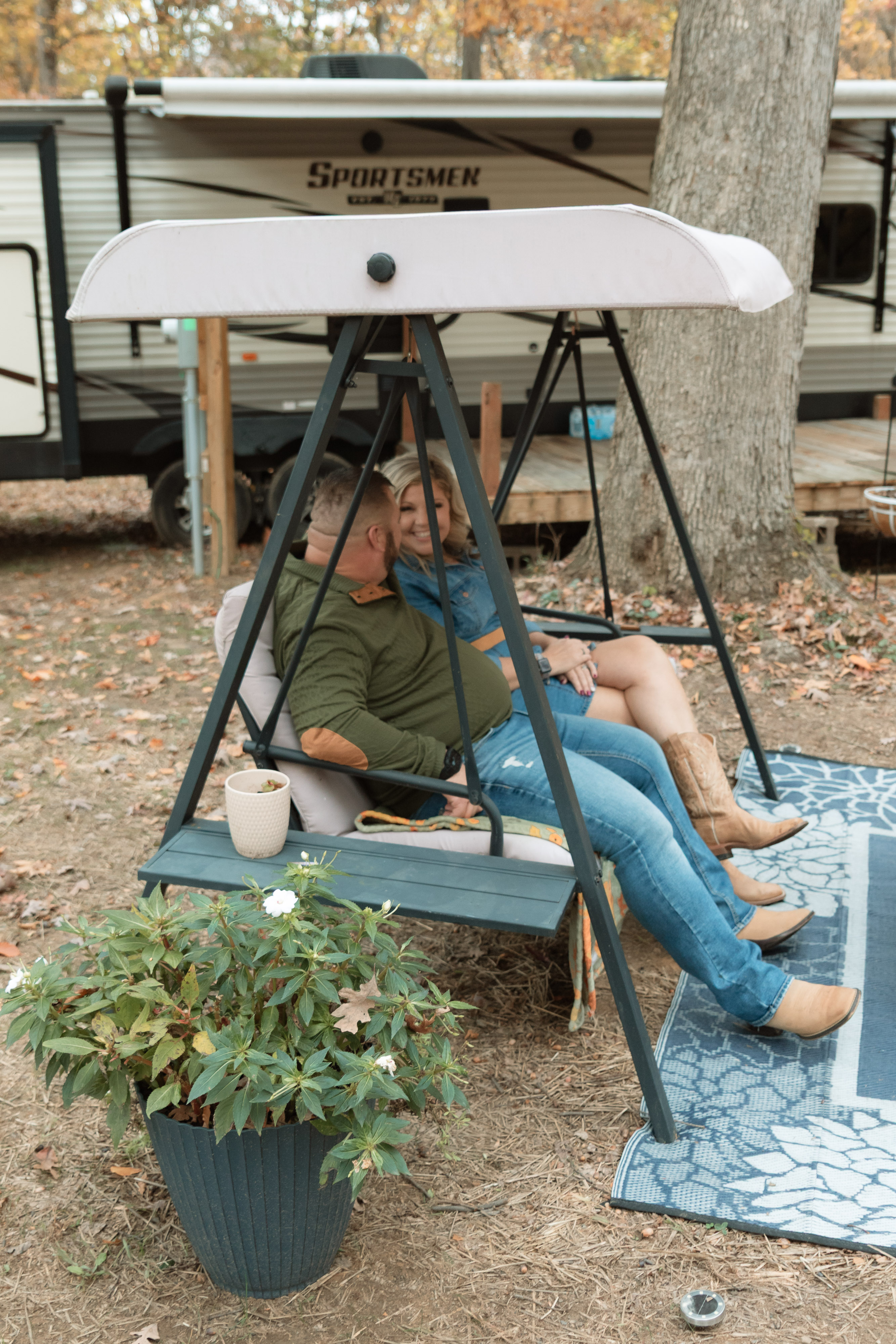 Couple with their dogs during at-home photography session
