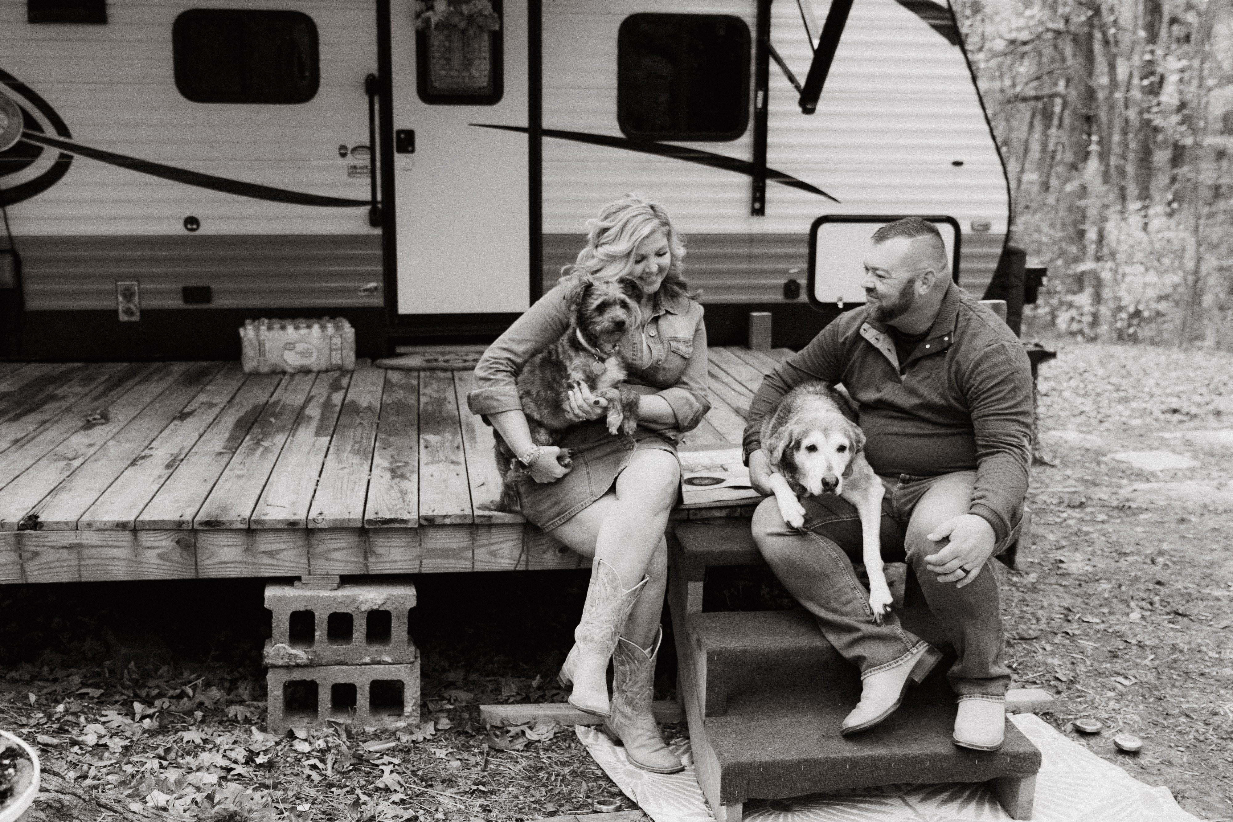 Couple together at their camper home